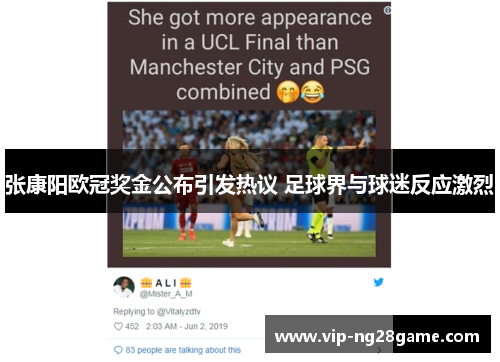 张康阳欧冠奖金公布引发热议 足球界与球迷反应激烈